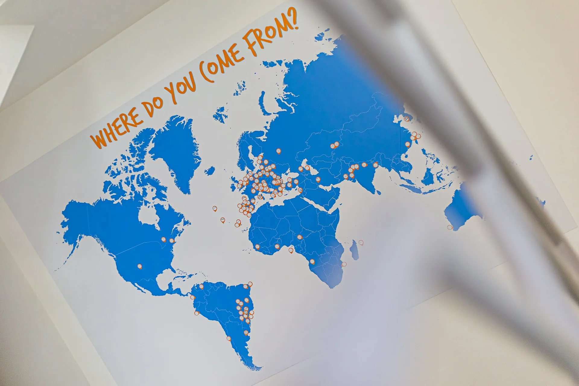 World map at the hostel